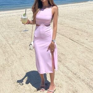 Abercrombie & Fitch Pink Cut Out Midi dress with Slit Size XXSP
